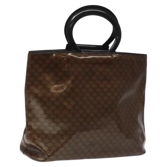 CELINE Macadam Canvas Hand Bag Brown Gold Auth IN029 - Picture 1 of 16